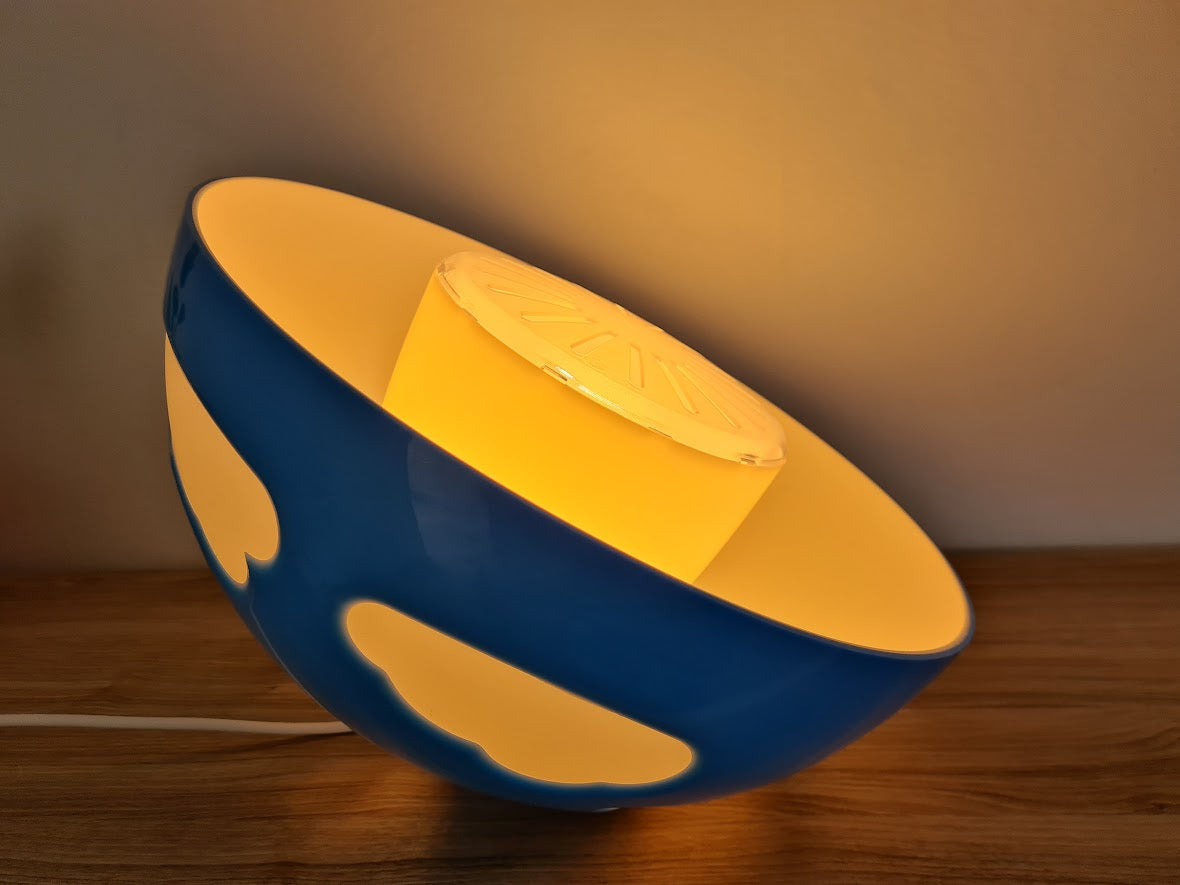 Ikea Skojig blauwe wolkenlamp, paddenstoellamp, hanglamp, plafondlamp.