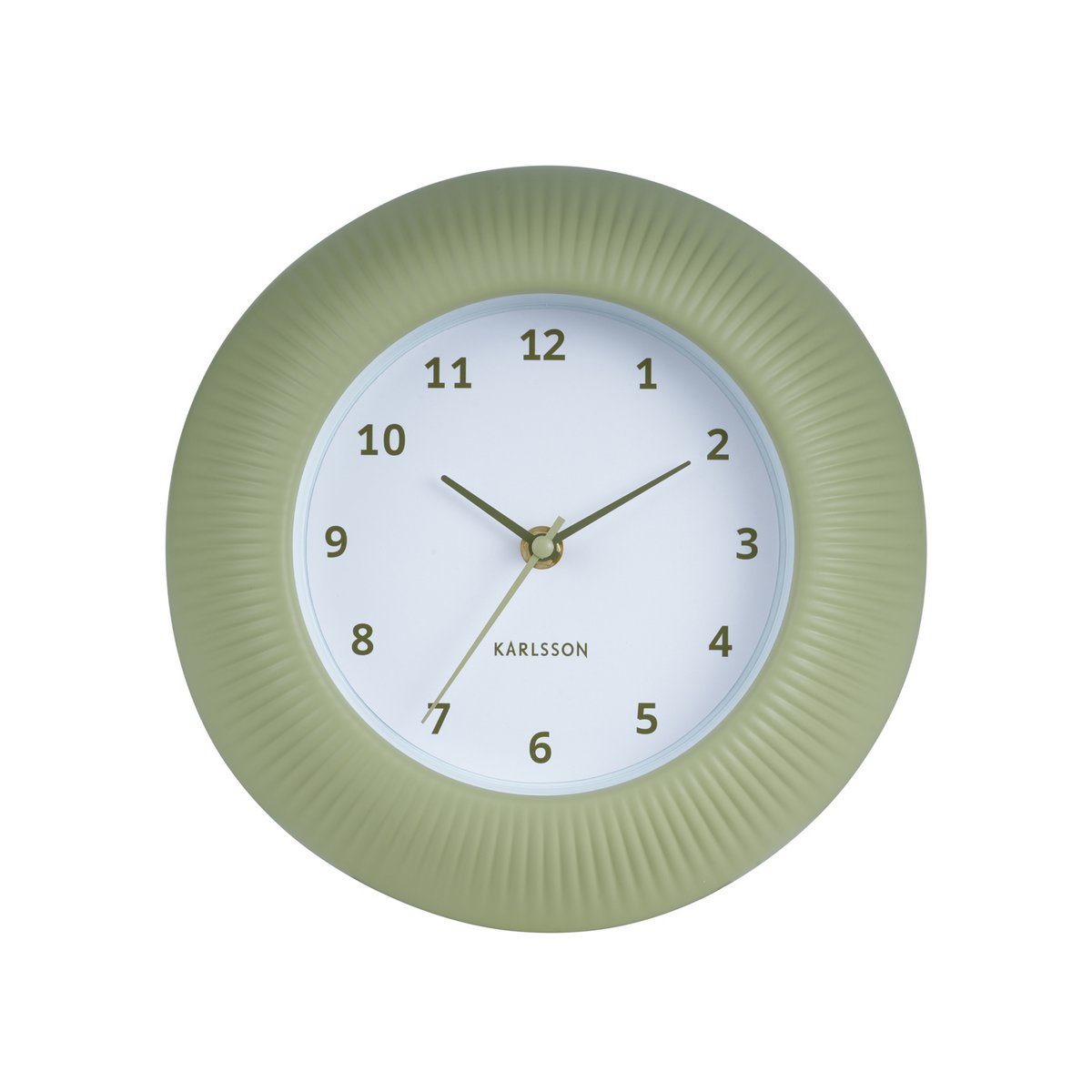 Karlsson wandklok rib – groen retro design (25 cm)