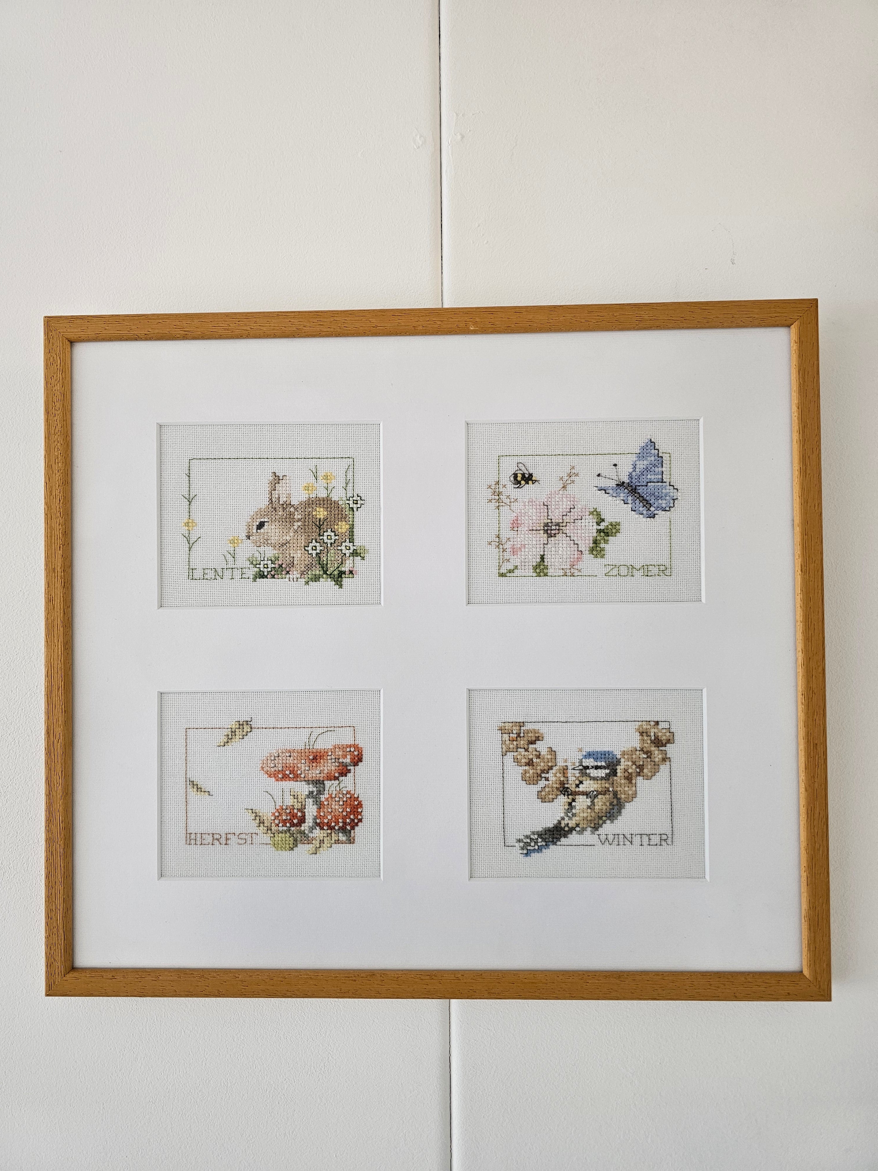 Marjolein Bastin 4 seizoenen geborduurd schilderij