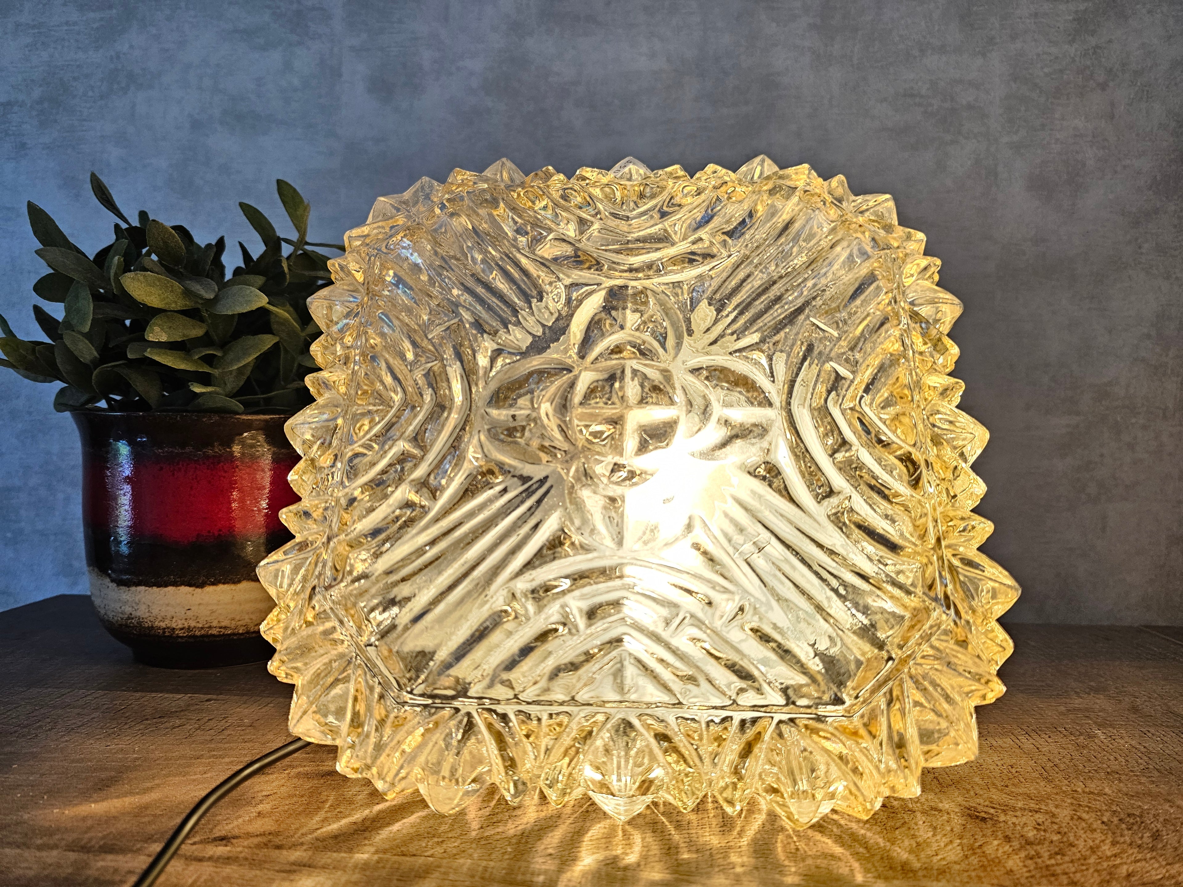 Mid century glazen plafonnière