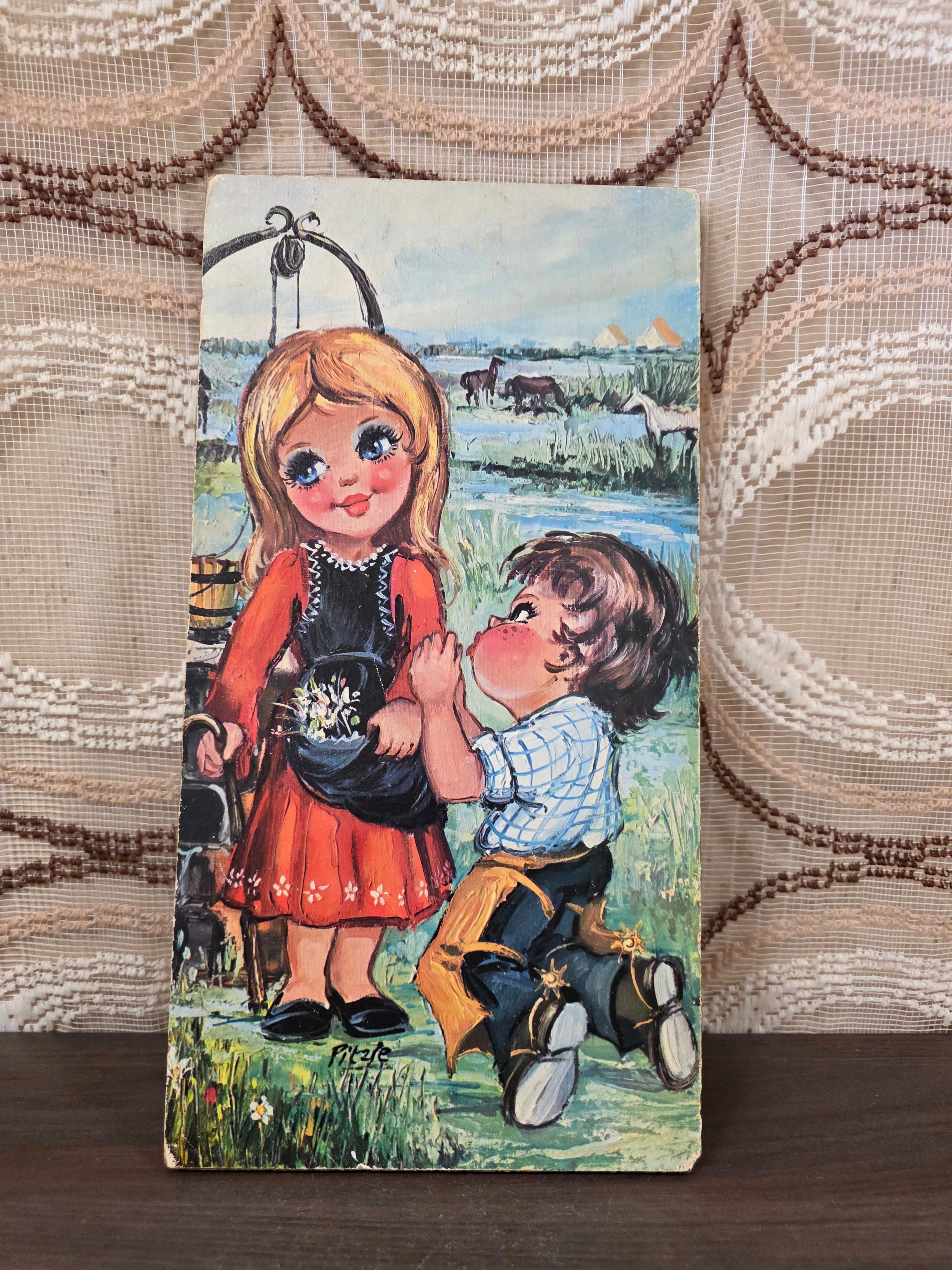 Pitzie wandplaatje kinderen vintage illustratie