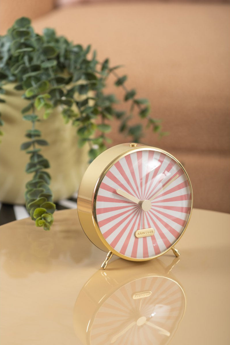 Retro wekker Karlsson Candy Swirl – pastelroze metaal