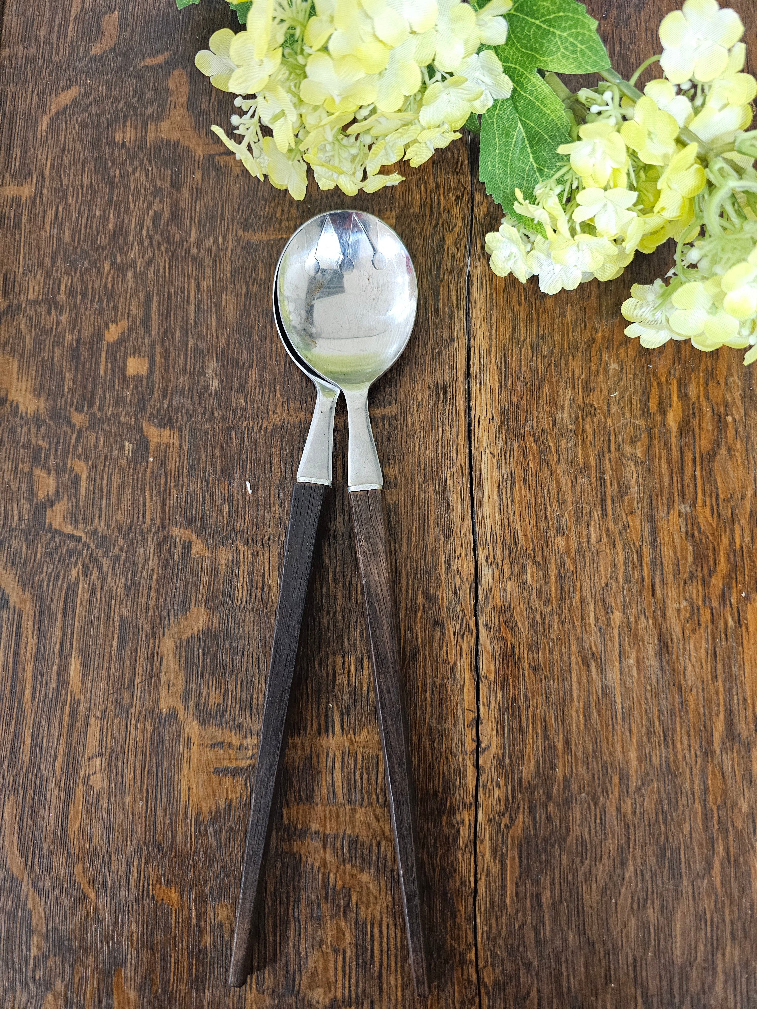 Salade bestek rvs houten handvat