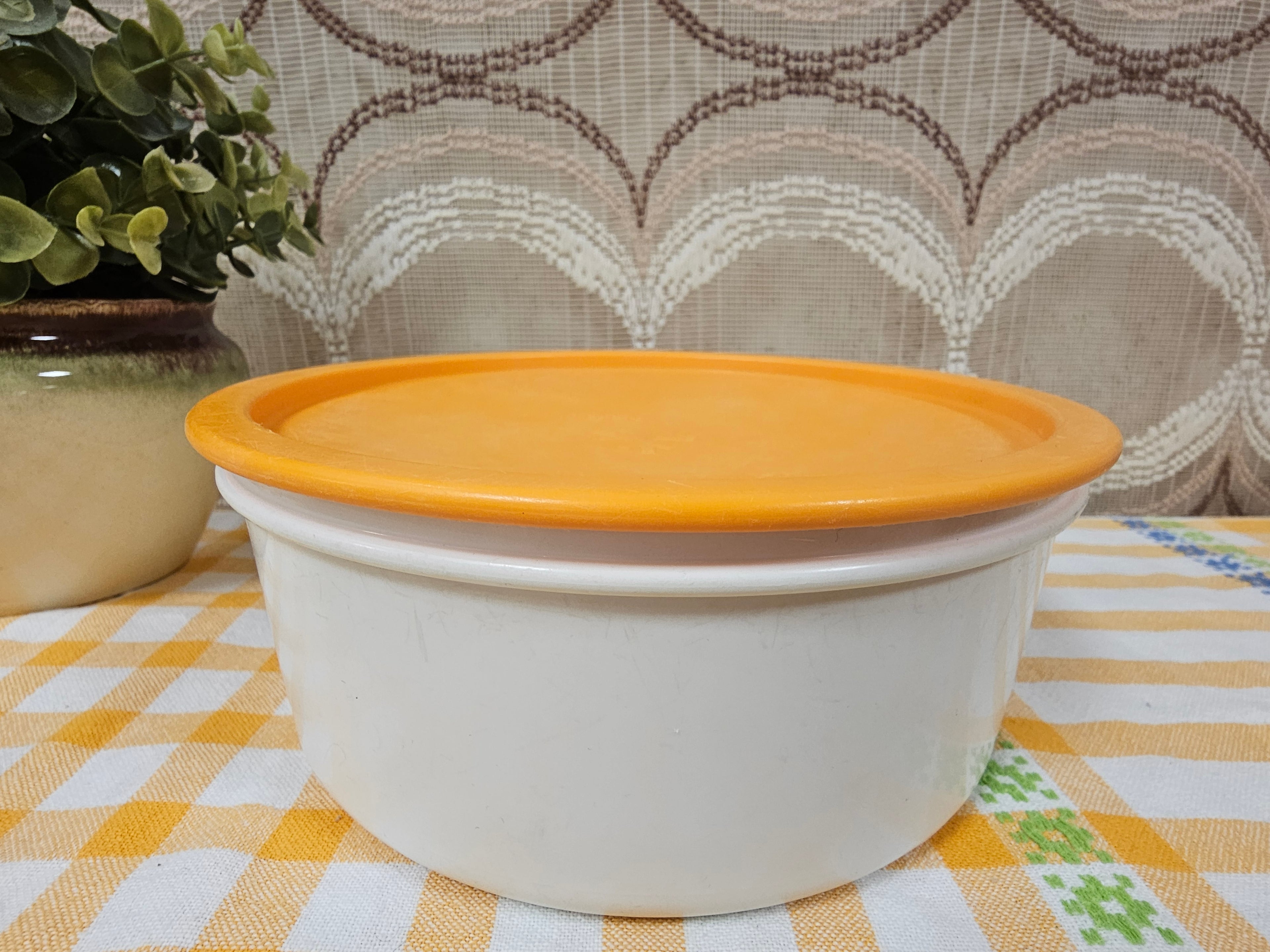 Tupperware koektrommel wit oranje deksel