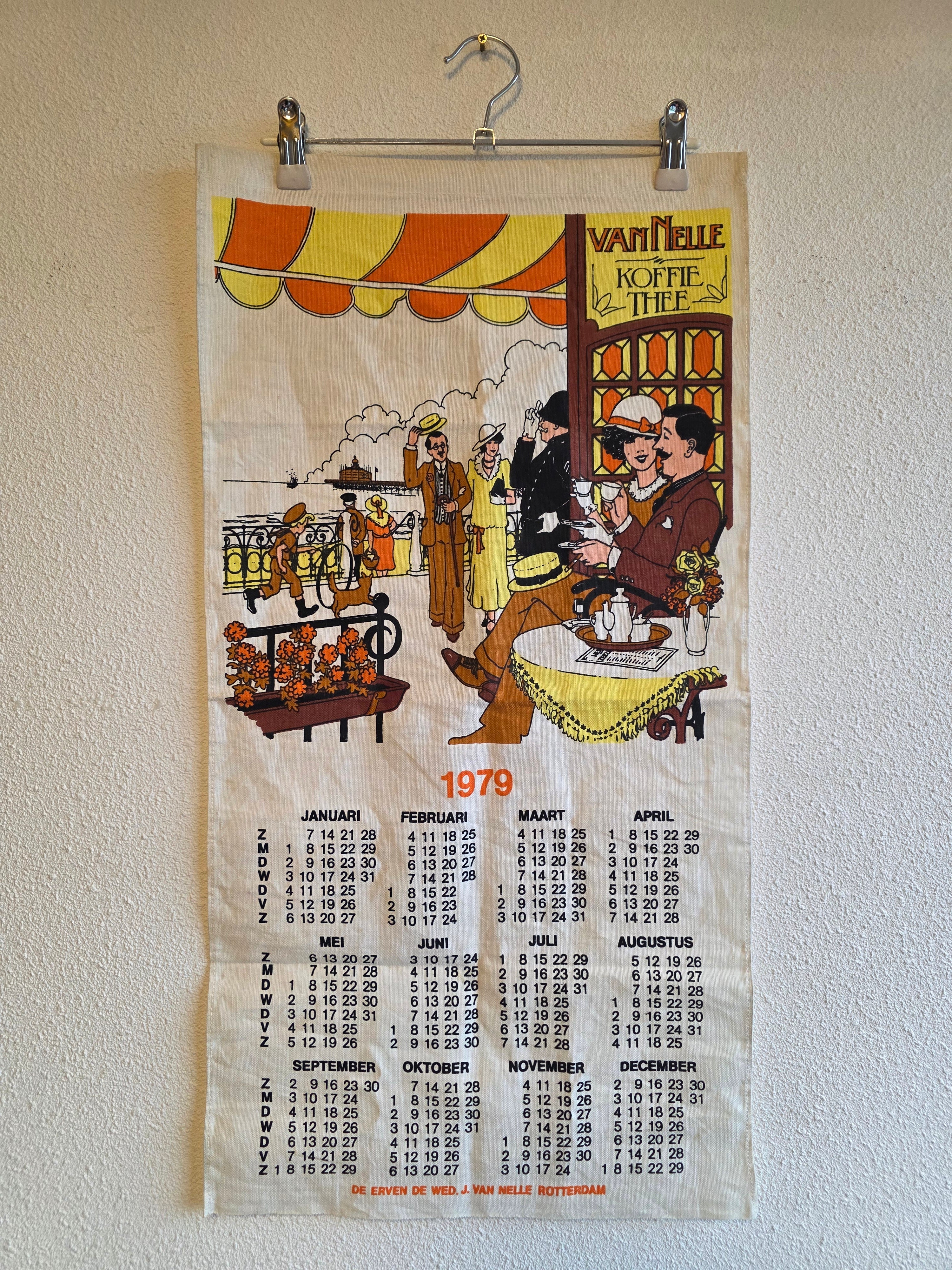 Vintage Van Nelle stoffen kalender 1979 theedoek