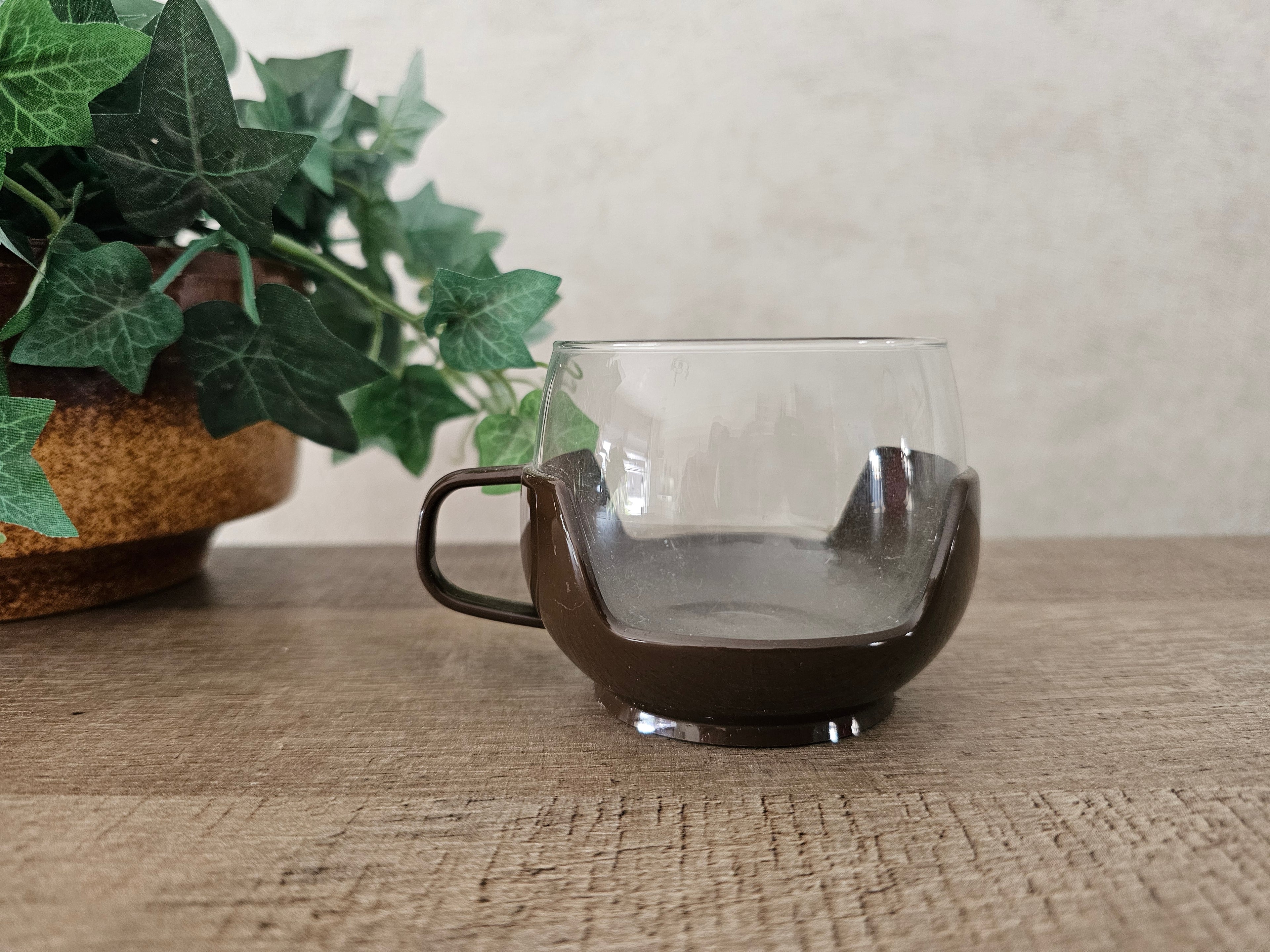 Vintage theeglas bruine houder