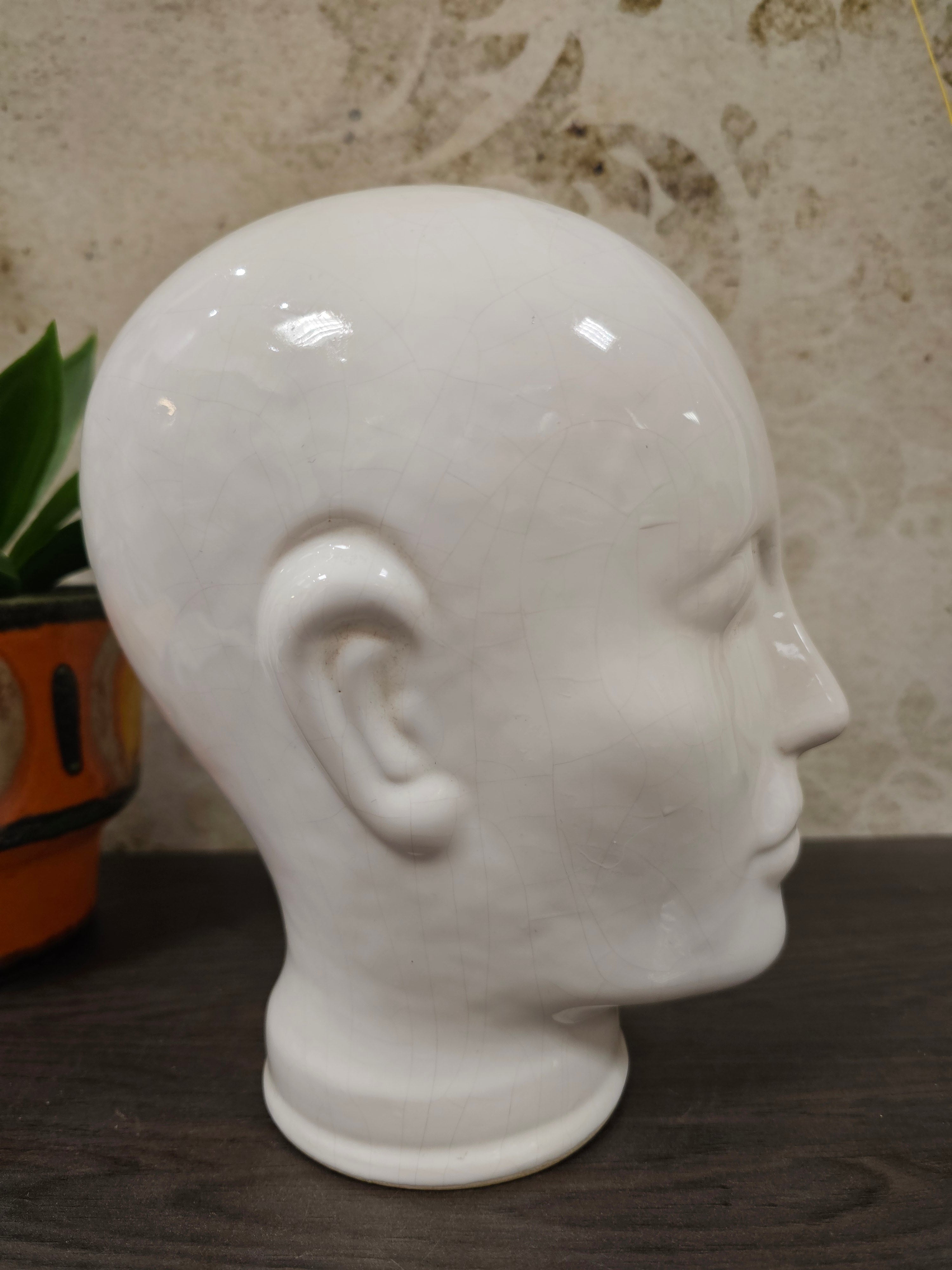 Wit vintage keramieken mannequin hoofd