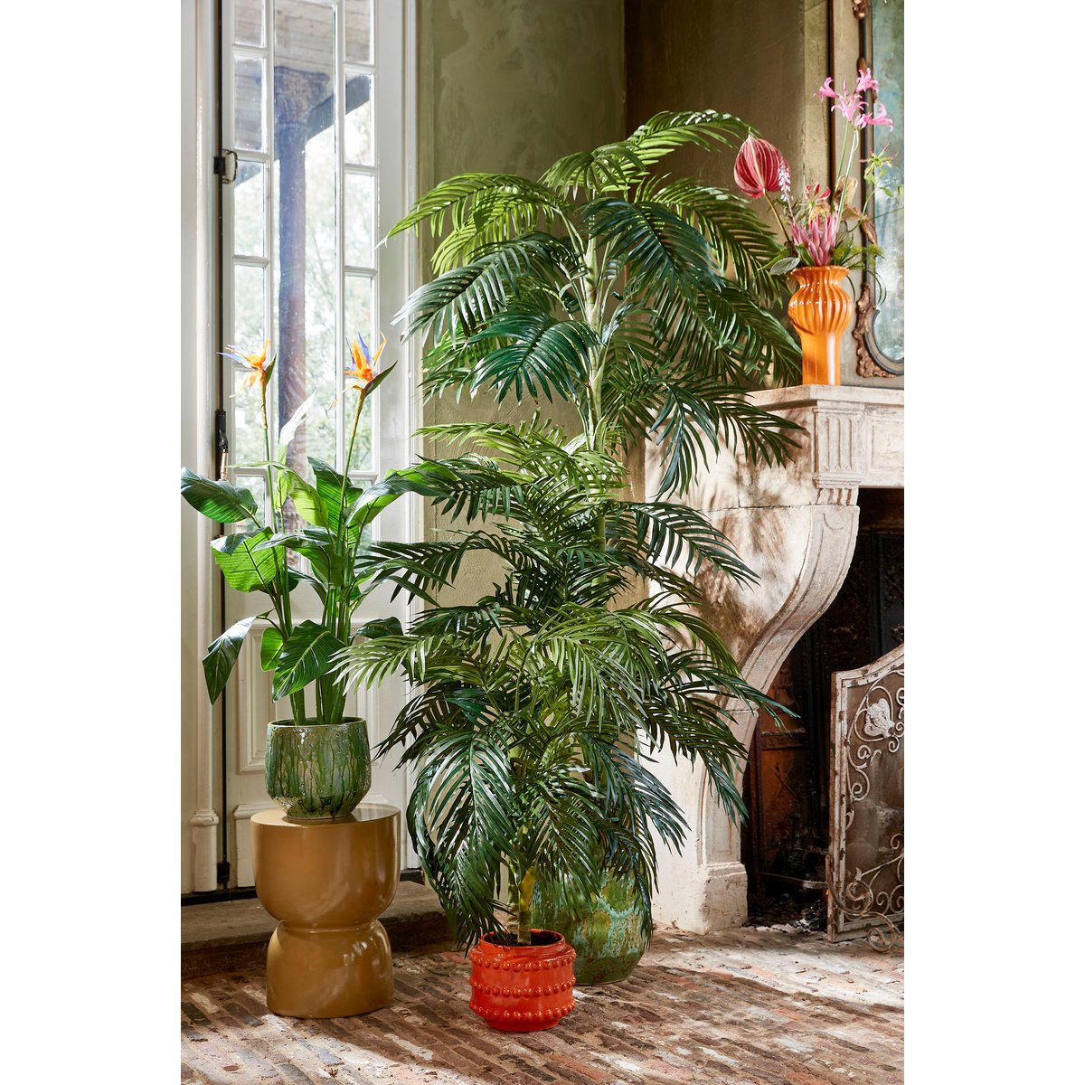 Retro oranje bloempot 19 x  Ø22 cm