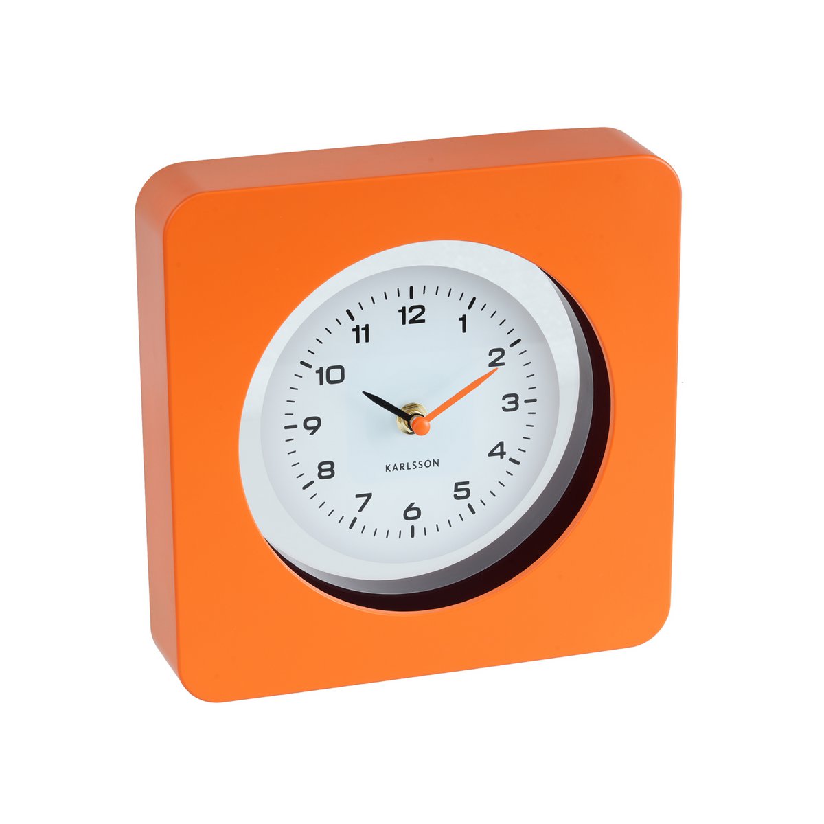 Retro vierkante oranje wandklok