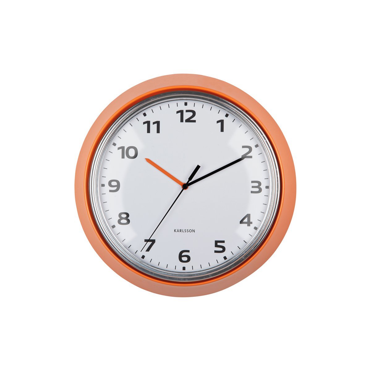 Retro oranje ronde wandklok