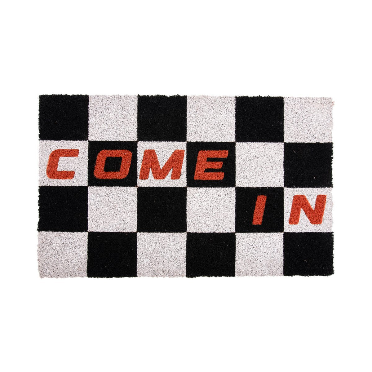 Retro deurmat zwart wit geblokt