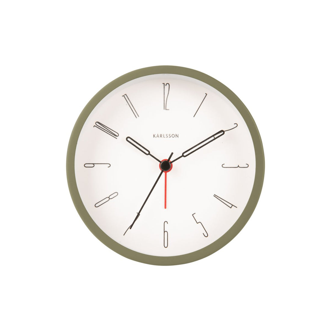 Belle Numbers retro wekker Karlsson – mosgroen ijzeren klokje