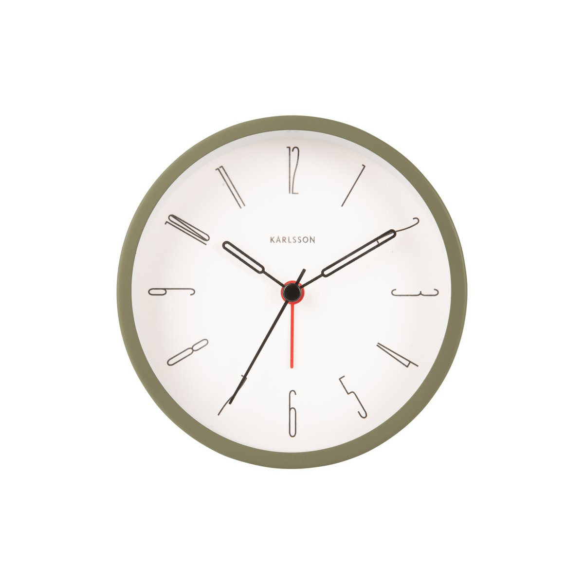 Belle Numbers retro wekker Karlsson – mosgroen ijzeren klokje