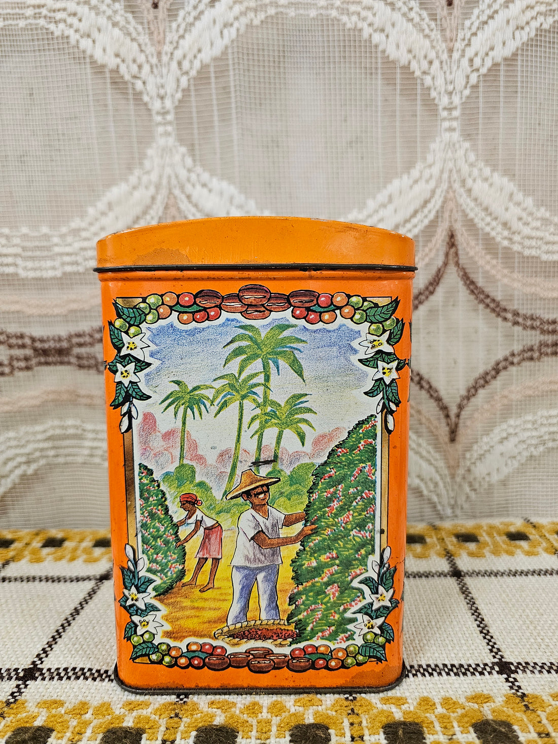 Vintage De Gruyter koffieblik oranje 2x 250 gram