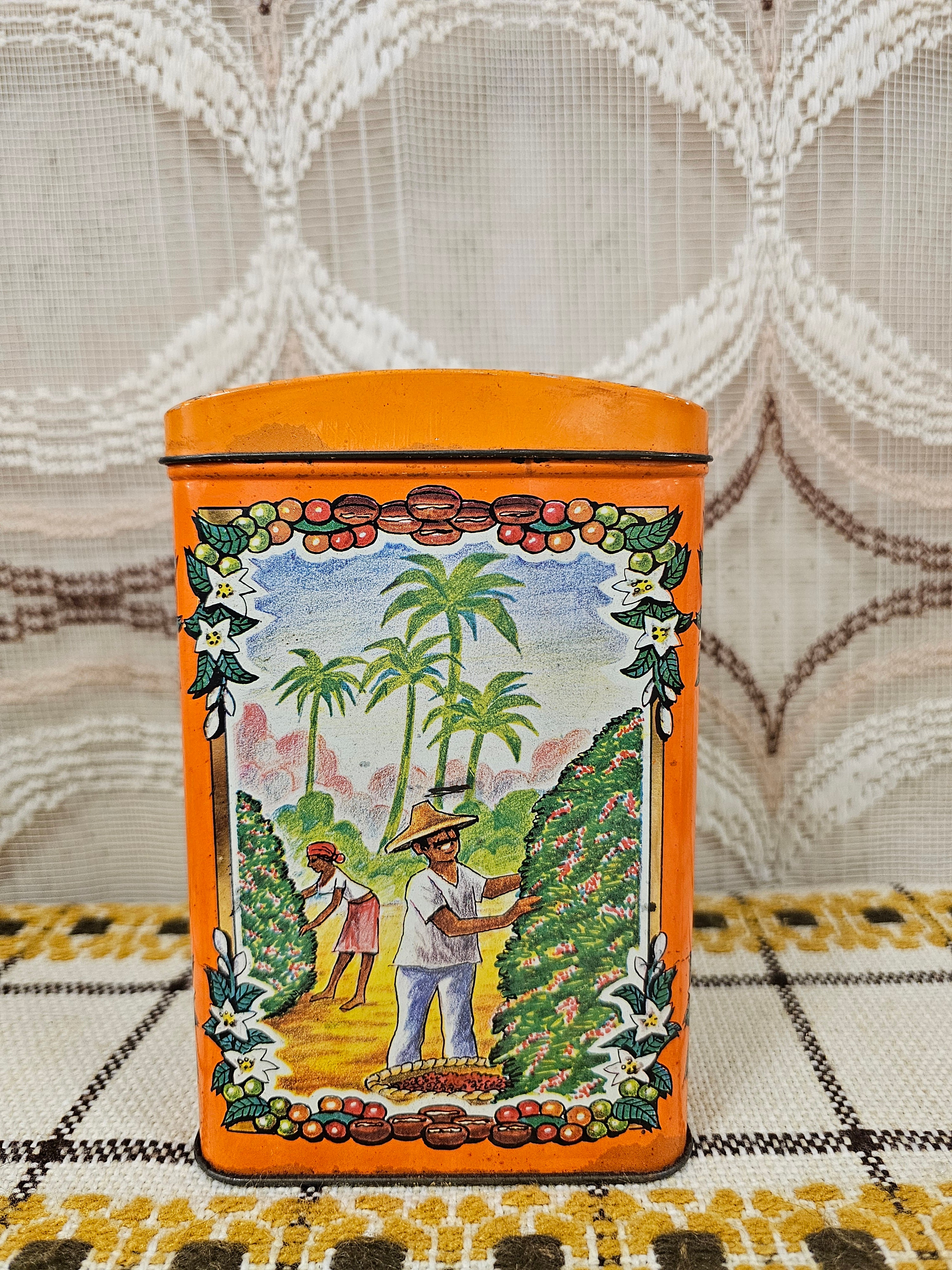 Vintage De Gruyter koffieblik oranje 2x 250 gram