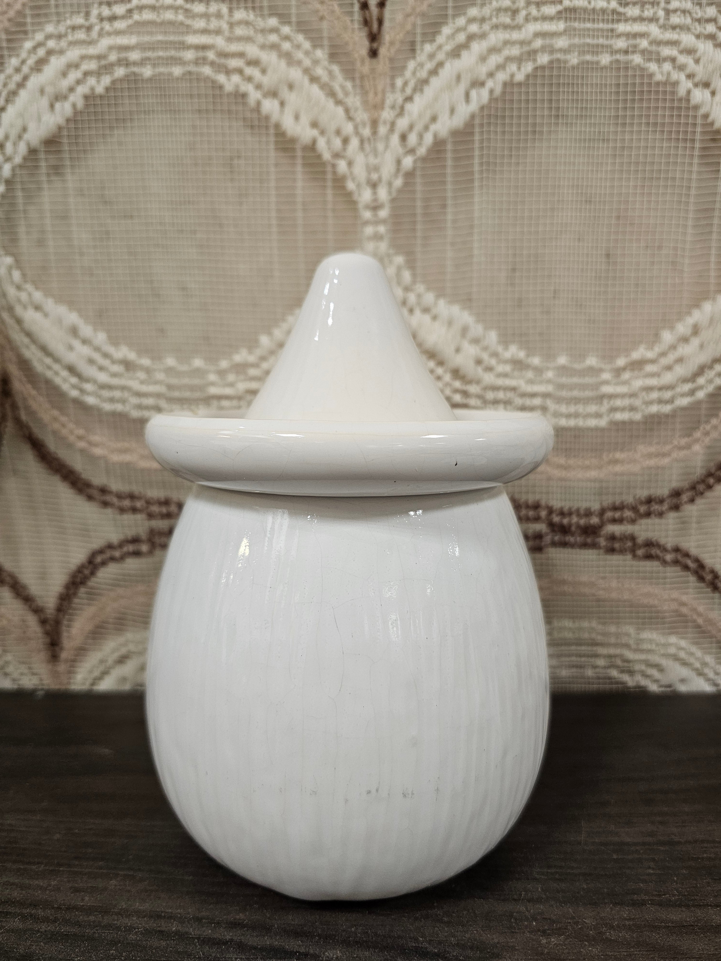 Vintage keramiek koffiepot met gezicht wit