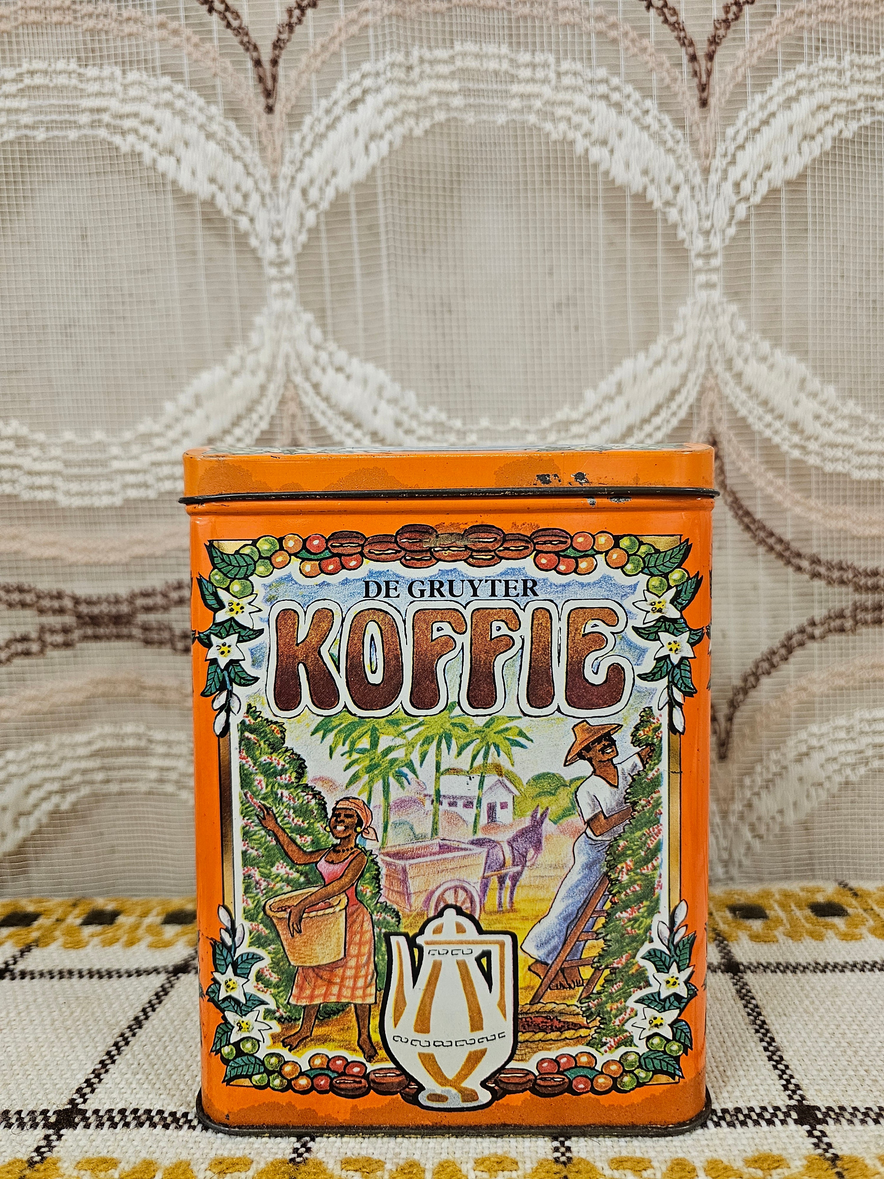 Vintage De Gruyter koffieblik oranje 2x 250 gram