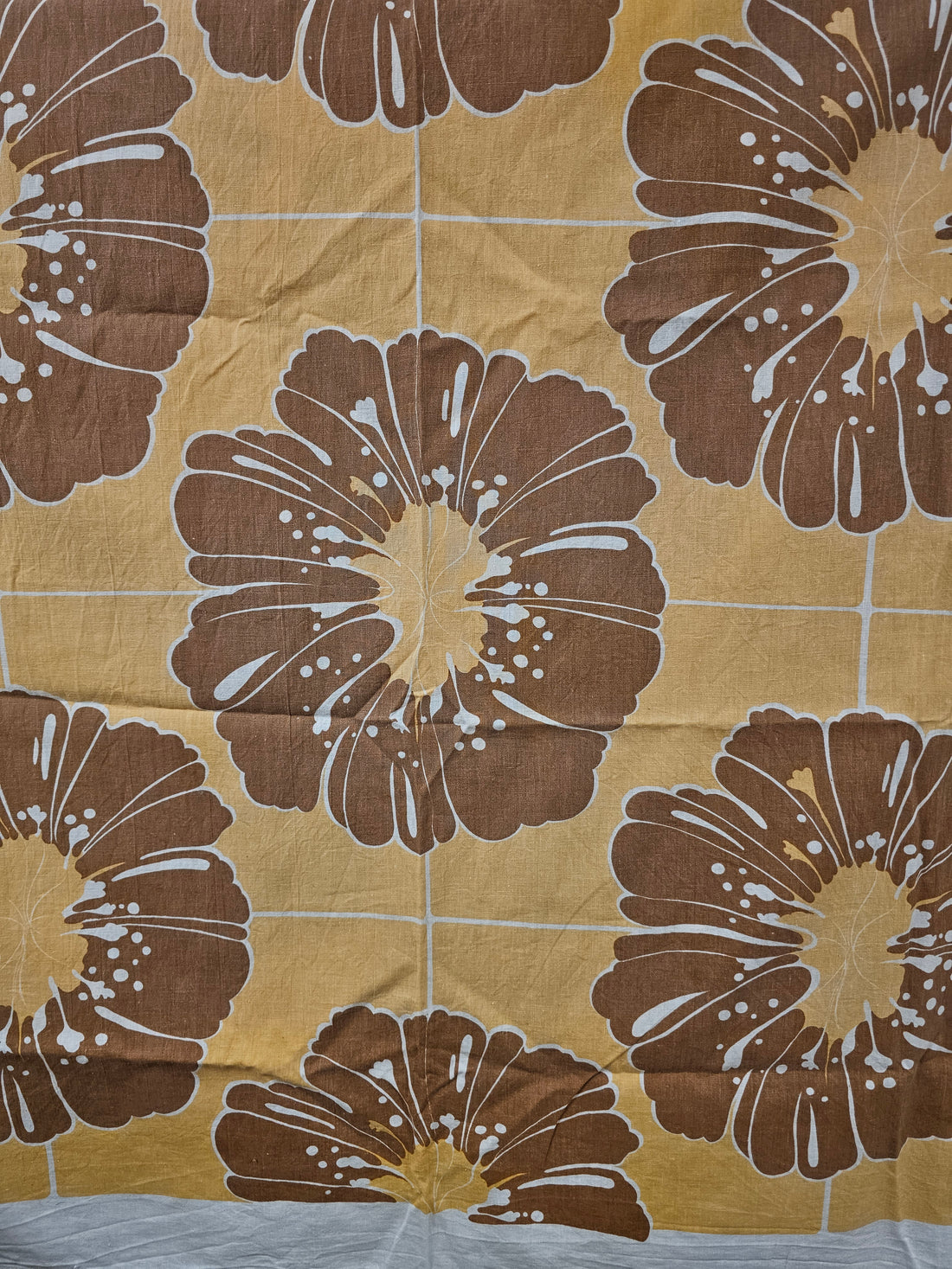 Gebloemd laken bruin oranje 200 x 135 cm