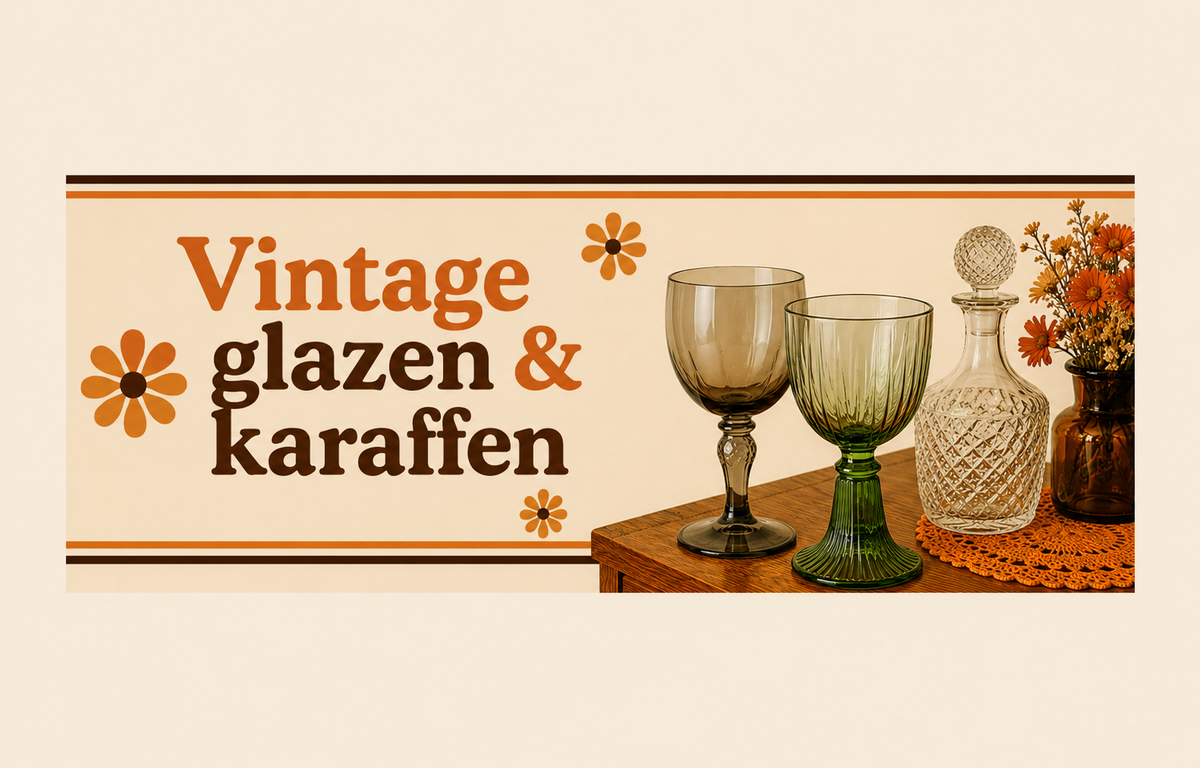 banner glazen en karaffen het is vintastisch