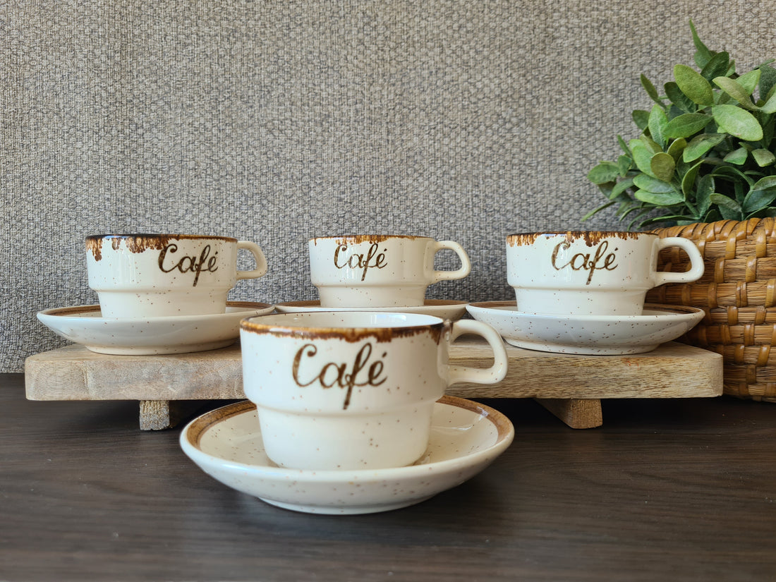 Retro kop en schotel café 4x