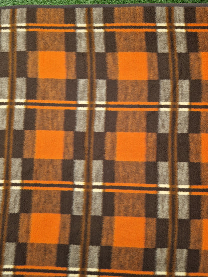 Vintage Ibena Dolan bruin oranje geruite deken