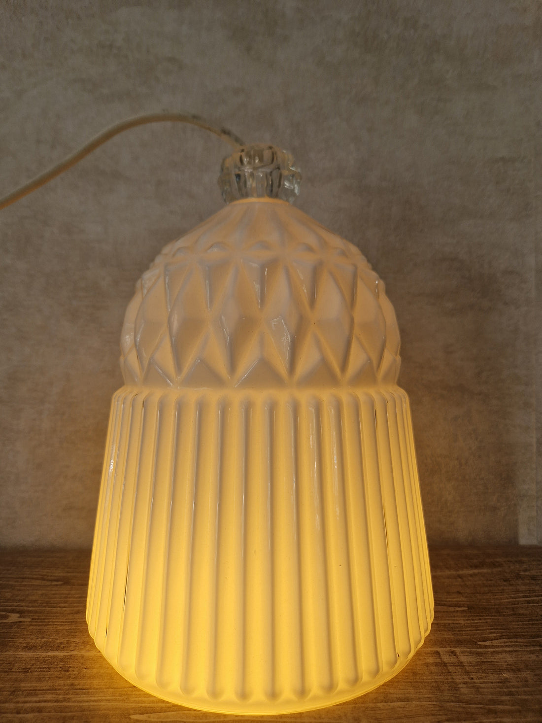 Vintage IKEA Vanadin wit glazen hanglamp design Inma Bermudez