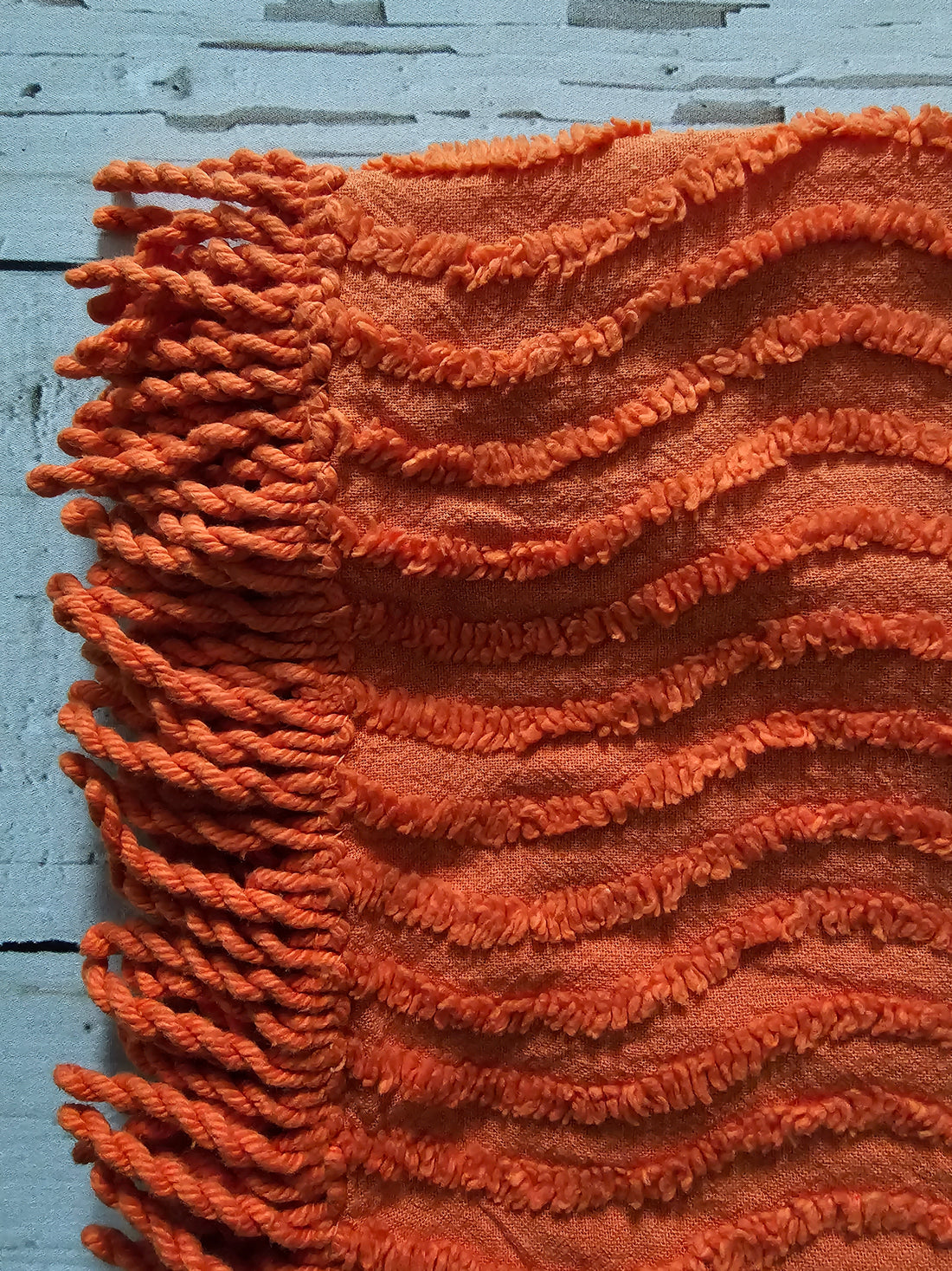 Chenille vintage oranje sprei