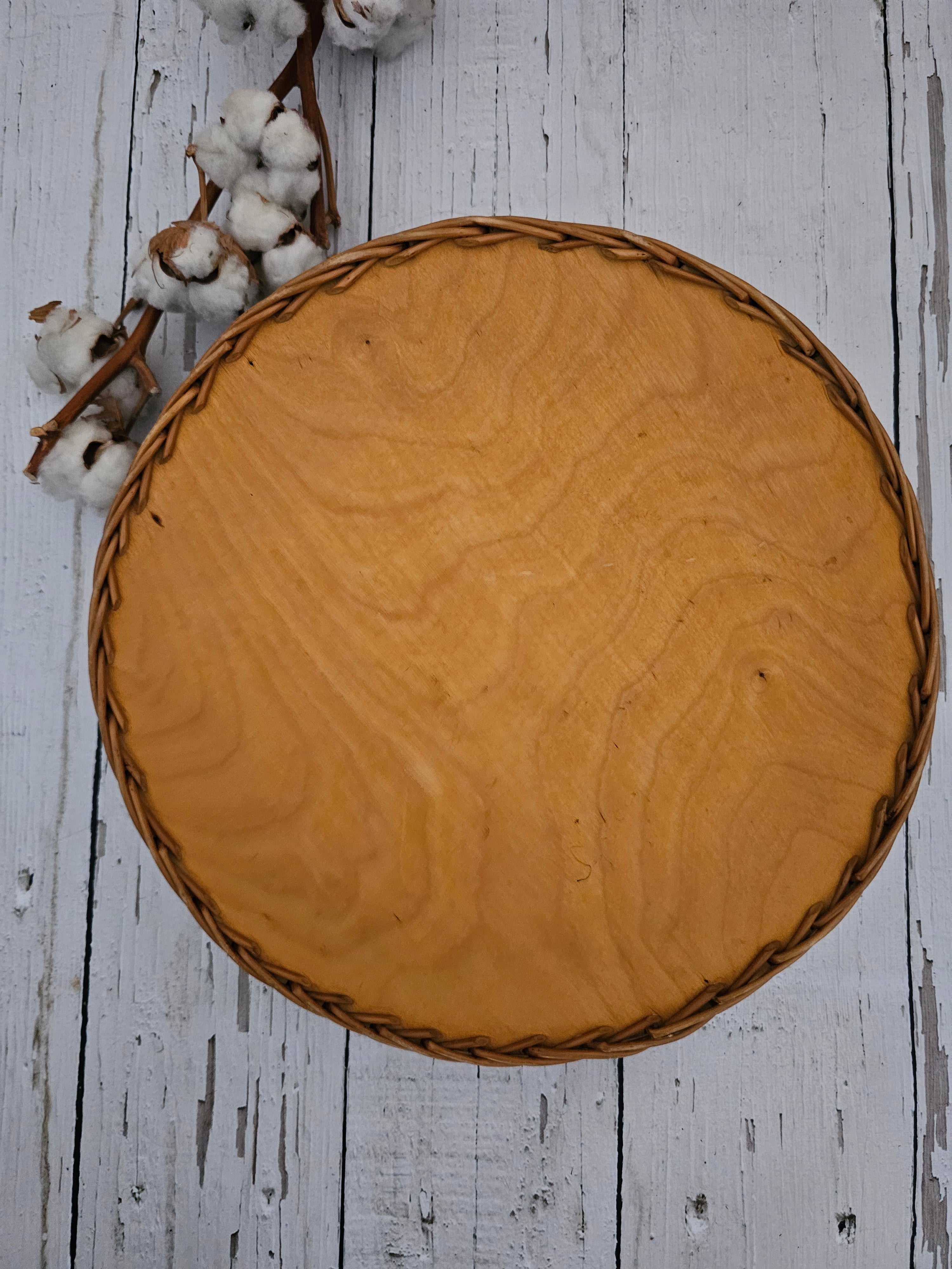 Houten dienblad Hindeloopen beschilderd rieten rand