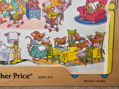 Vintage Fisher price houten puzzel met klok