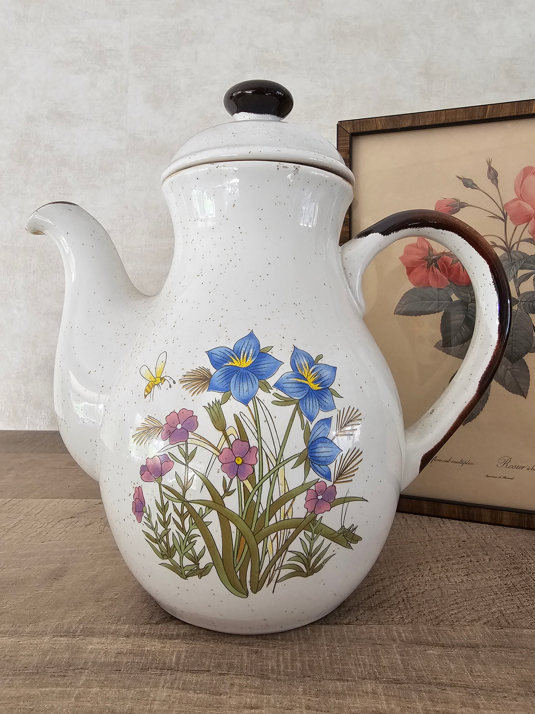 Vintage Wildflower koffiepot met blauwe bloemen