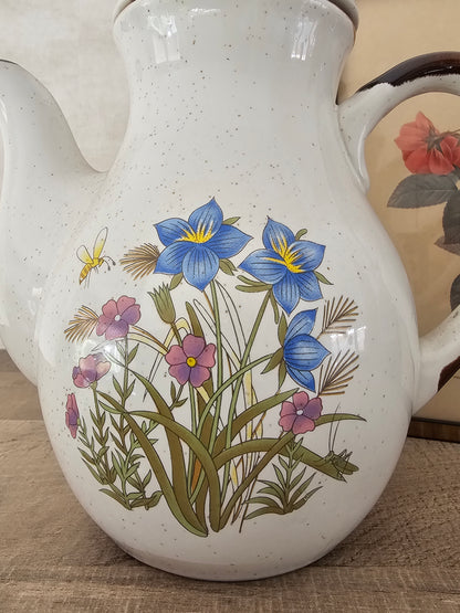 Vintage Wildflower koffiepot met blauwe bloemen