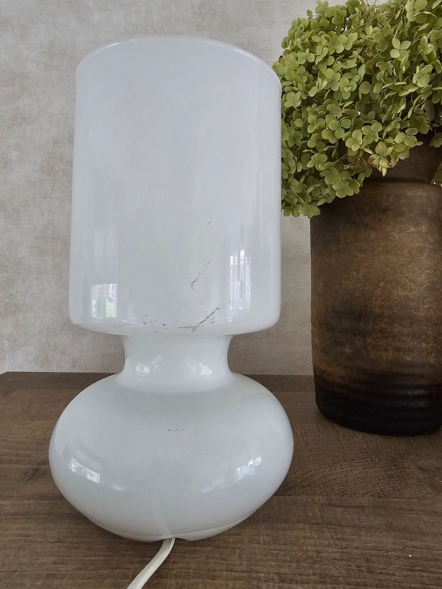 Ikea Lykta glazen mushroom lamp wit