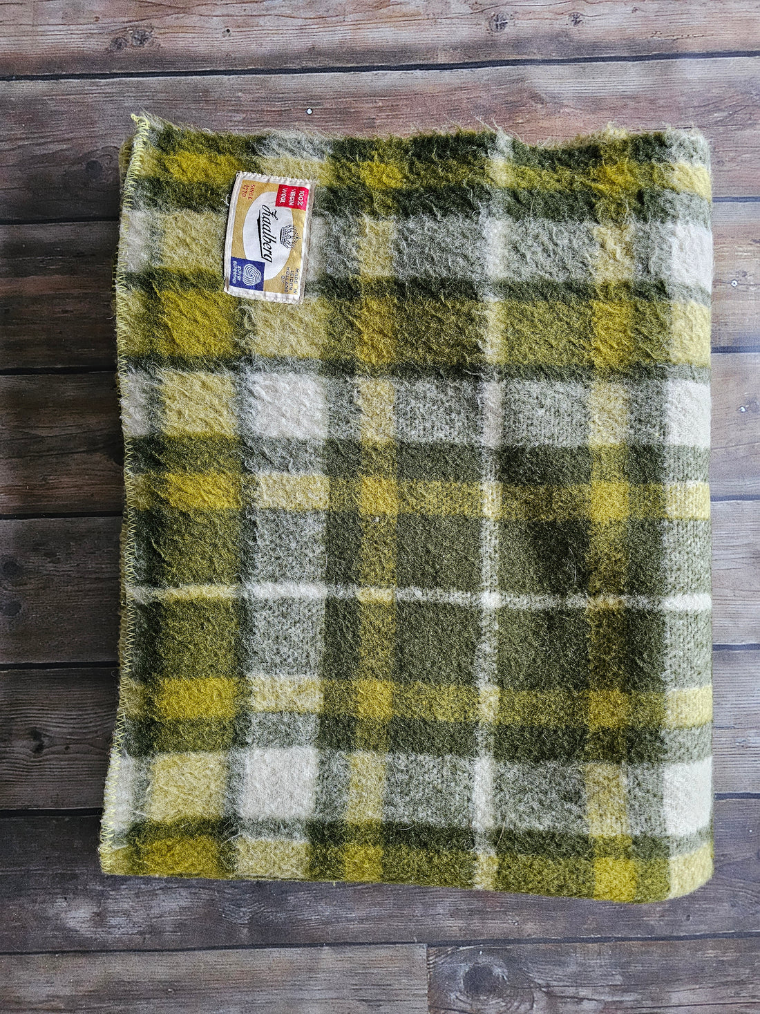 Zaalberg groen geruite wollen deken