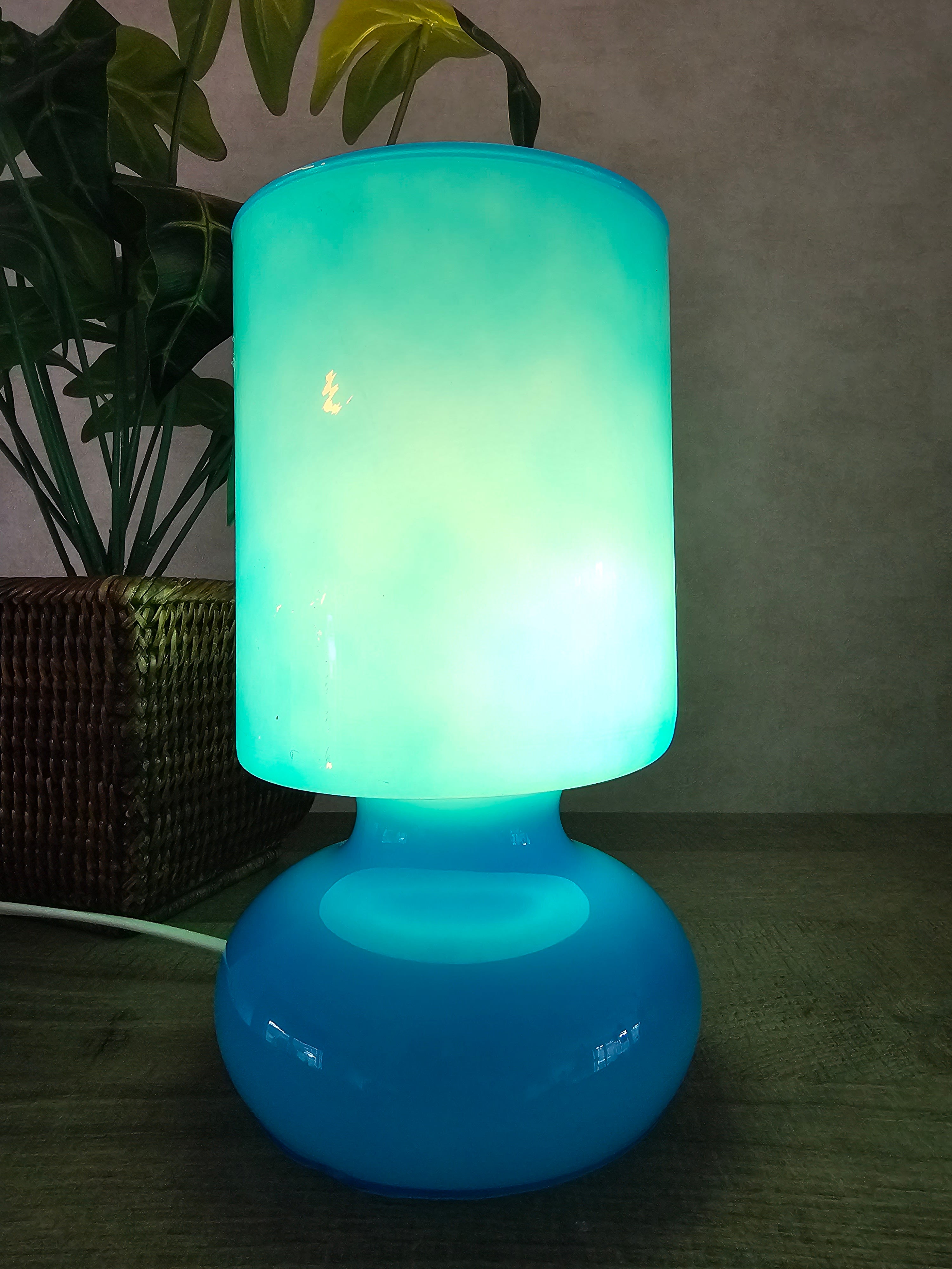 Ikea Lykta blauwe glazen lamp mushroomlamp