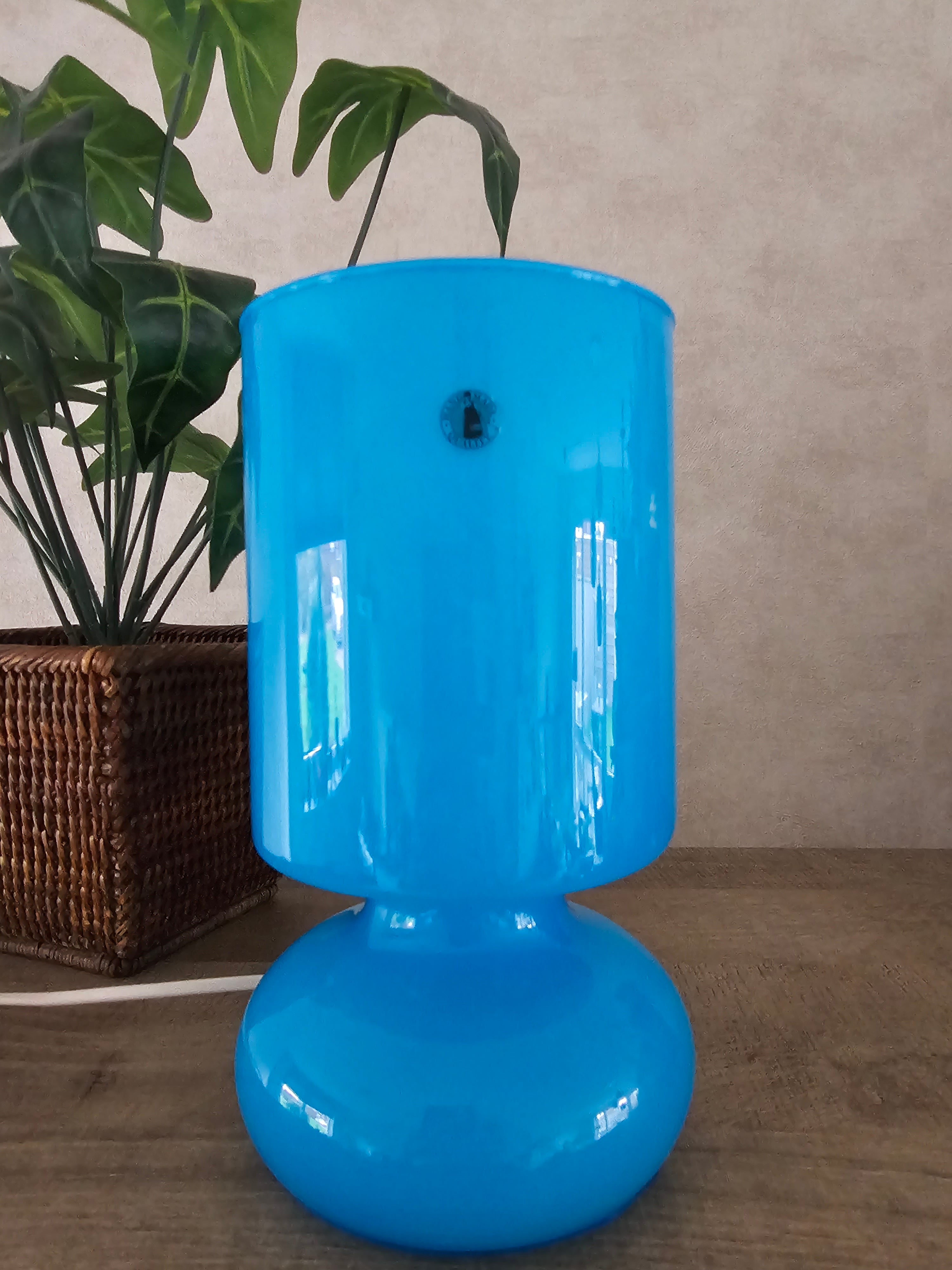 Ikea Lykta blauwe glazen lamp mushroomlamp