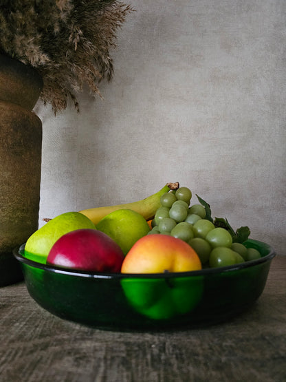 Vintage Arcoroc Sierra groen glazen   (fruit) schaal