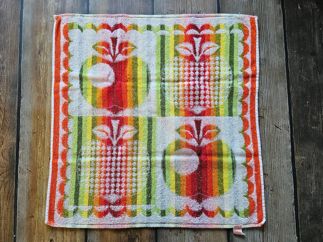 Vintage katoenen keuken handdoek oranje appel