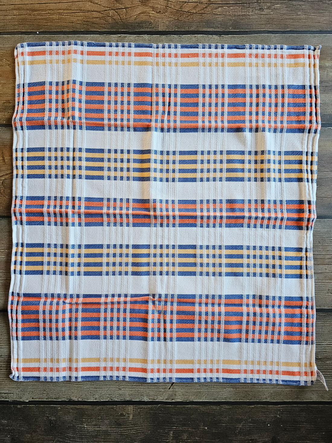 Theedoek geruit oranje / blauw