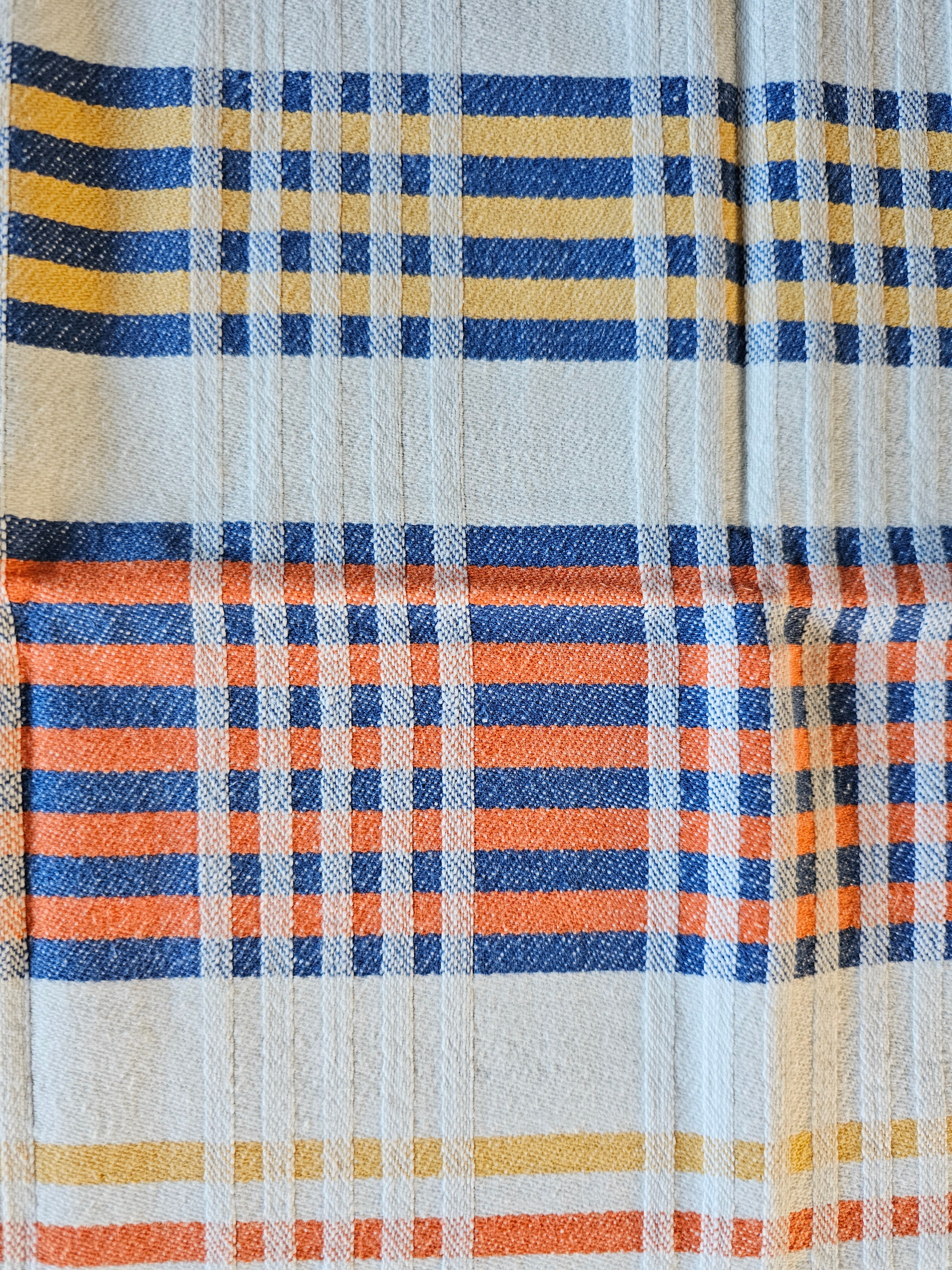 Theedoek geruit oranje / blauw