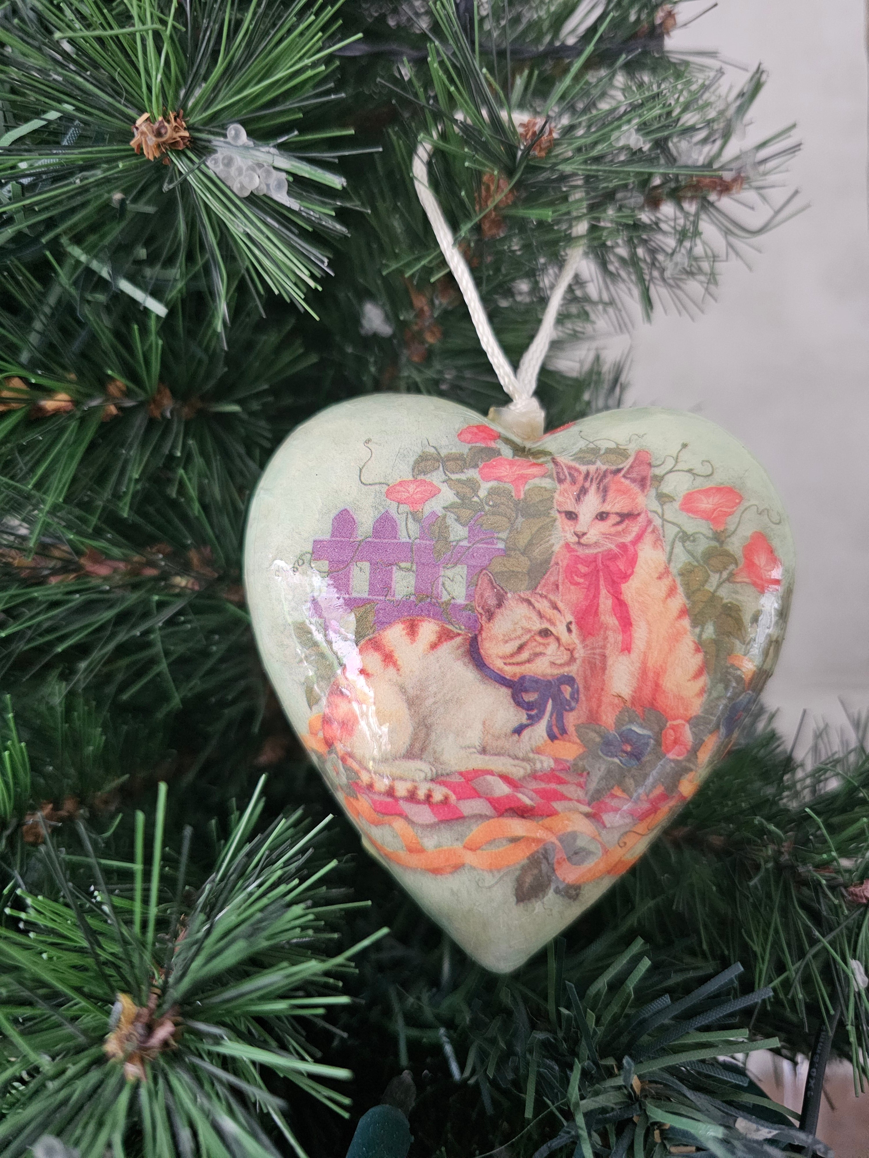 Kerstboom hanger hart katten