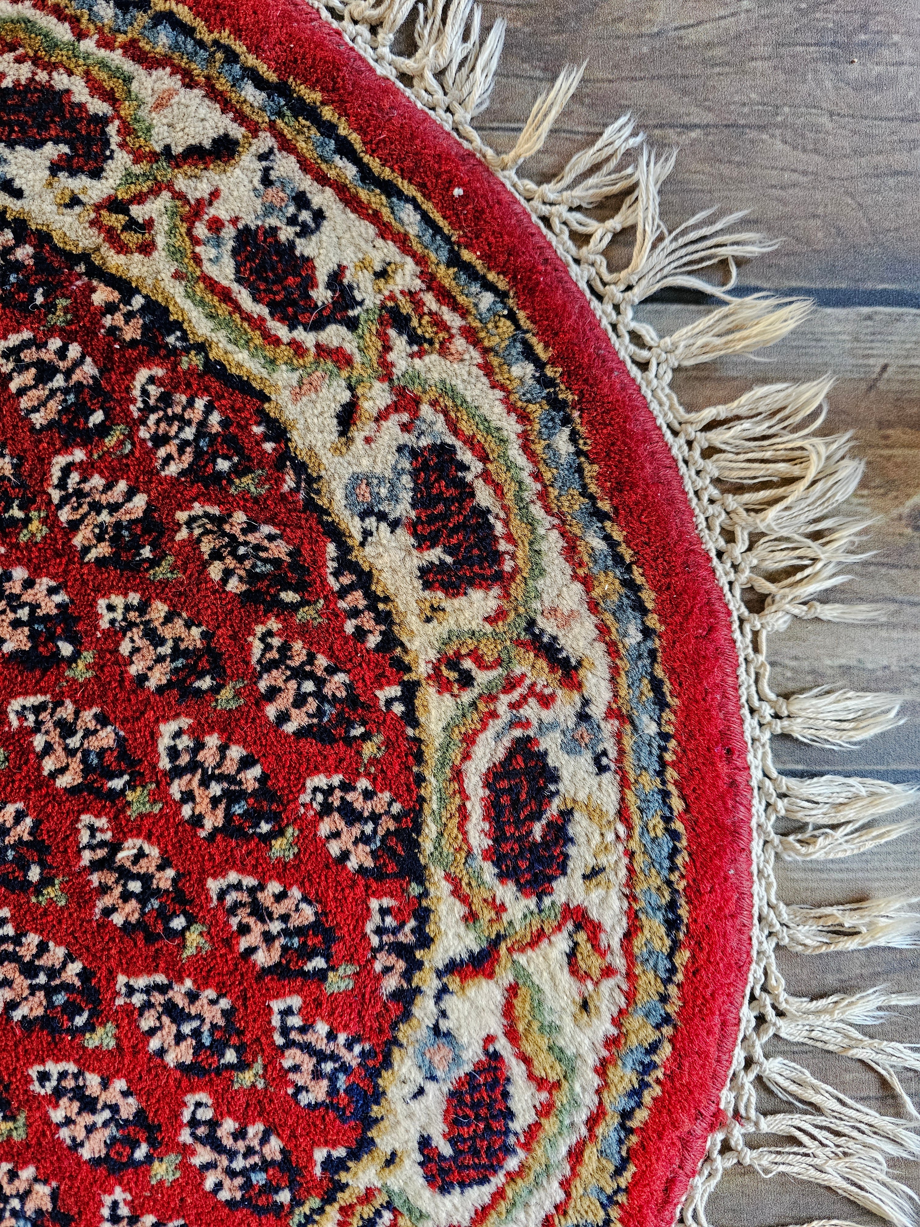 Vintage Oosters handgeknoopt rond tapijt
