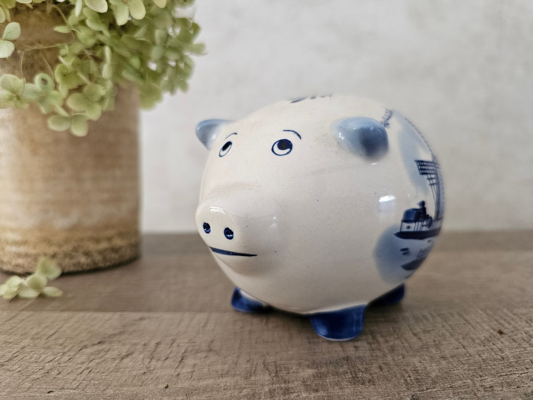 Delfts blauw spaar varken spaarpot