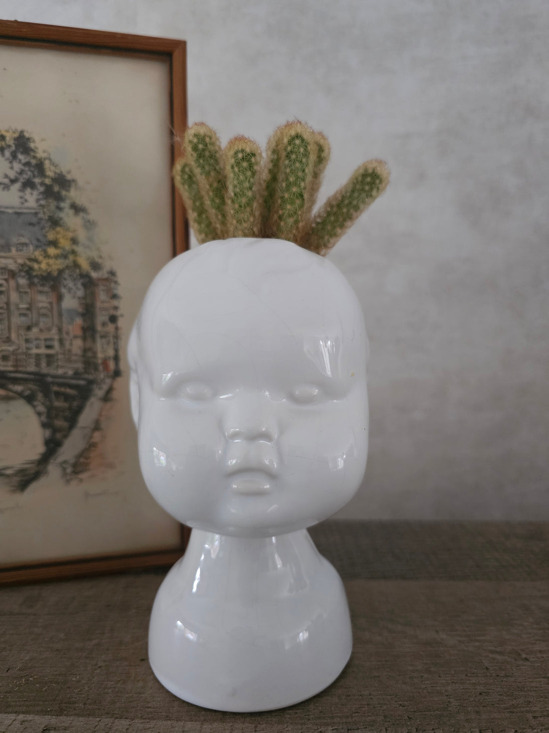 Vintage bloempotje kinderhoofdje jaren 70