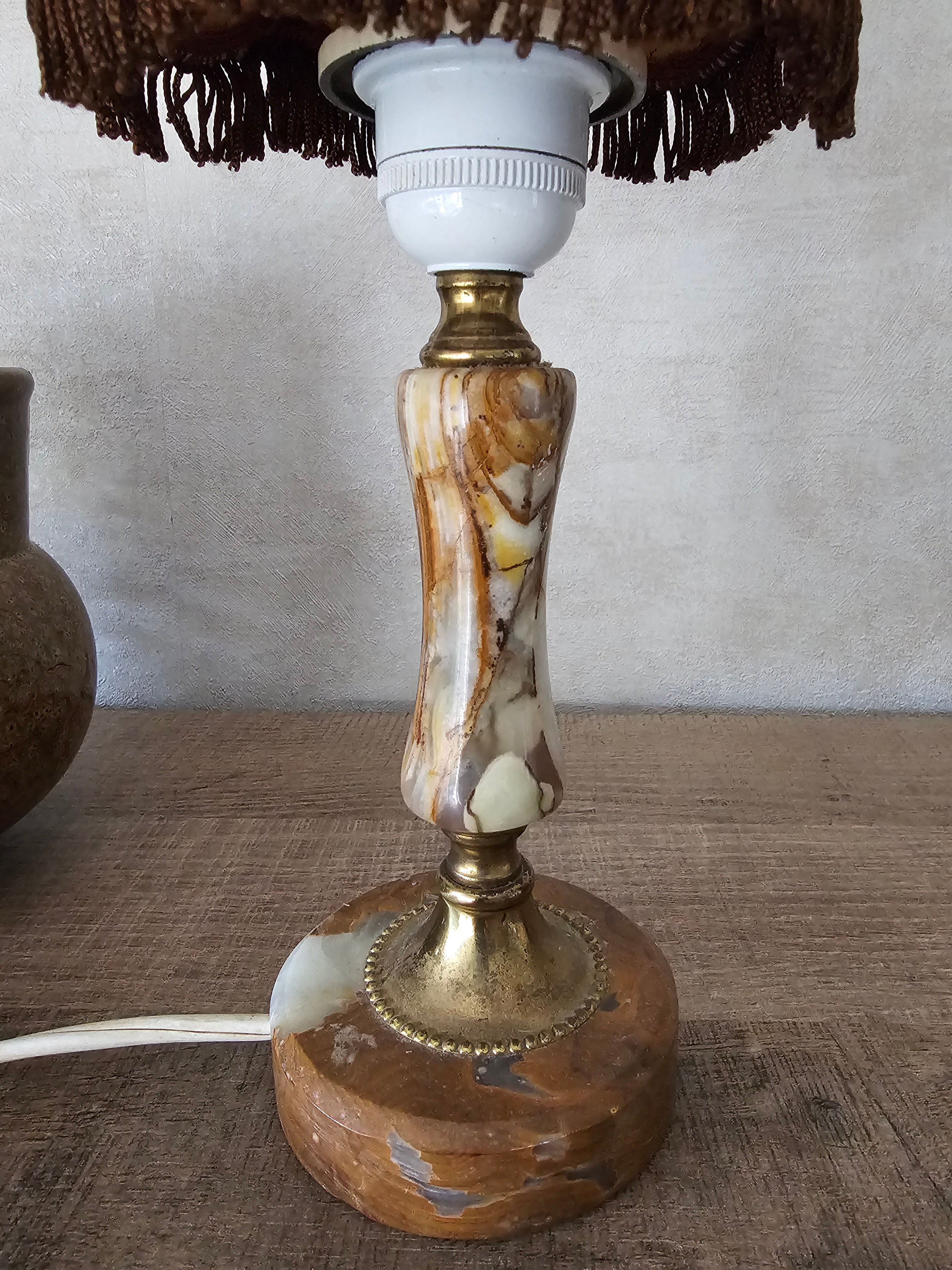 Vintage marmer onyx messing lampvoet