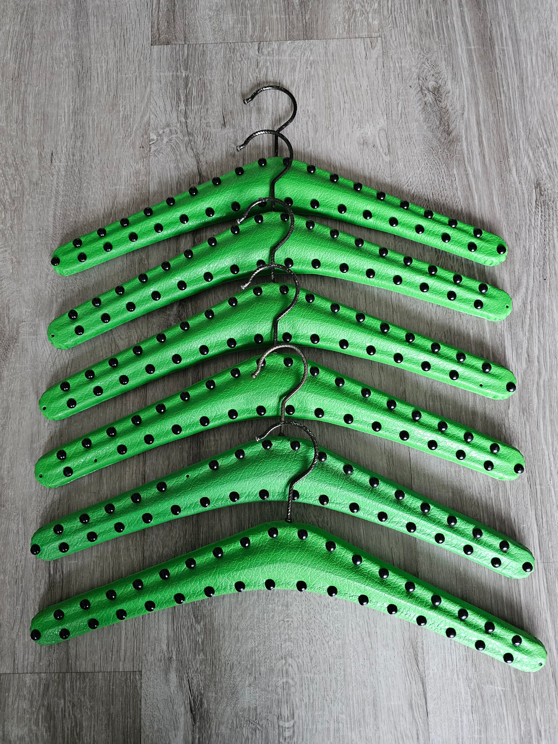 Groene skailederen kledinghangers 6x