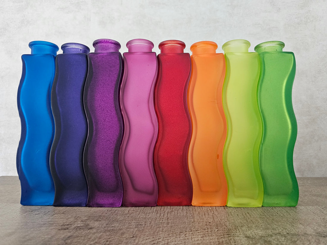 Ikea Skämt glazen kronkelde vaasjes diverse kleuren