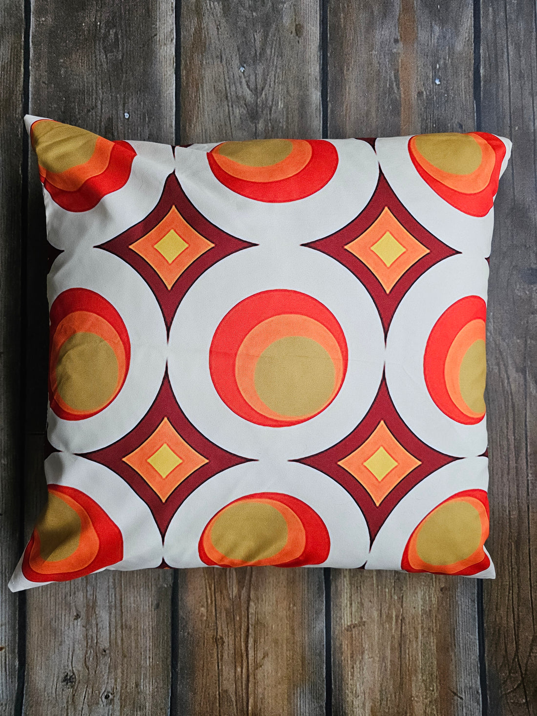 Retro kussenhoes oranje / goudkleurige cirkels