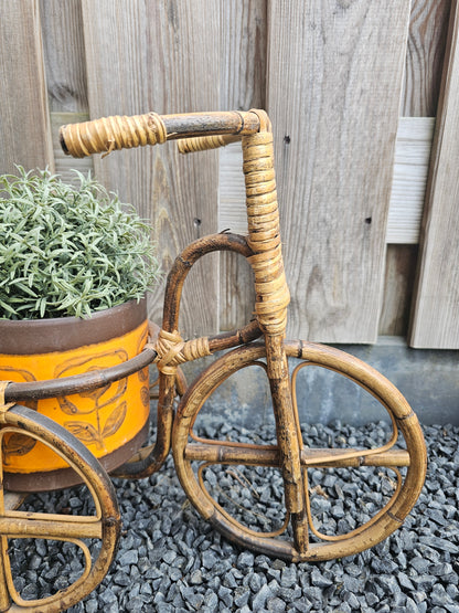 Vintage rotan / bamboe plantenstandaard fiets