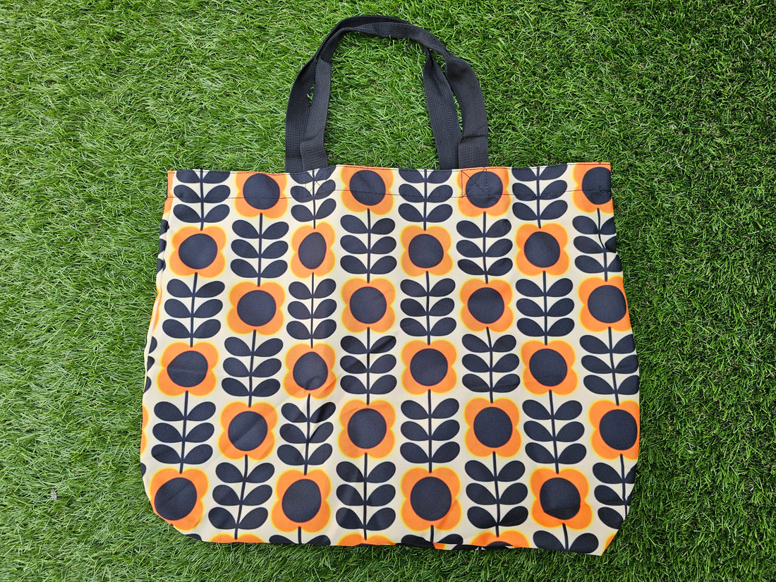 Retro shopper oranje bloemen