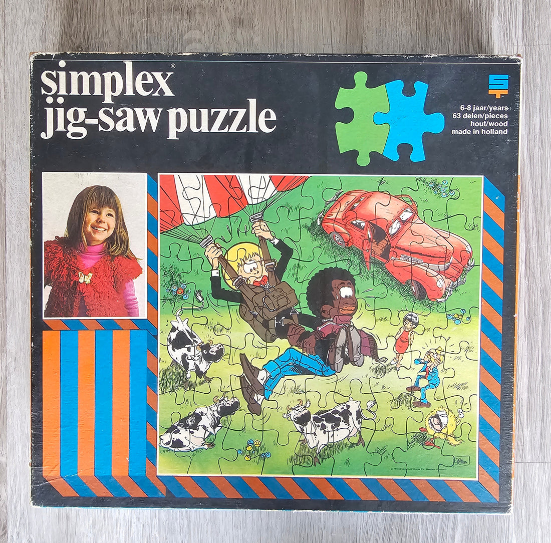 Simplex houten puzzel Sjors en Sjimmie parachutte